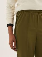 Kadın Yeşil Fermuar Detaylı Wide Leg Pantolon