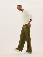 Kadın Yeşil Fermuar Detaylı Wide Leg Pantolon