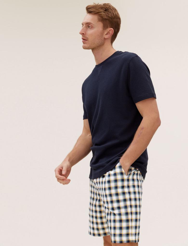 Erkek Multi Renk Saf Pamuklu Ekose Desenli Pijama Altı