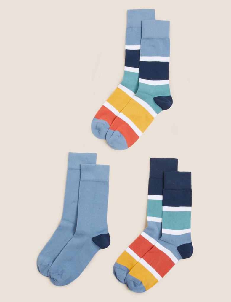 Erkek Multi Renk 3'lü Cool & Fresh™ Çorap Seti