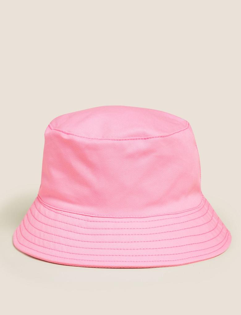  Pembe Saf Pamuklu Sun Smart Şapka (0-13 Yaş)