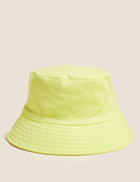  Sarı Saf Pamuklu Sun Smart Şapka (0-13 Yaş)