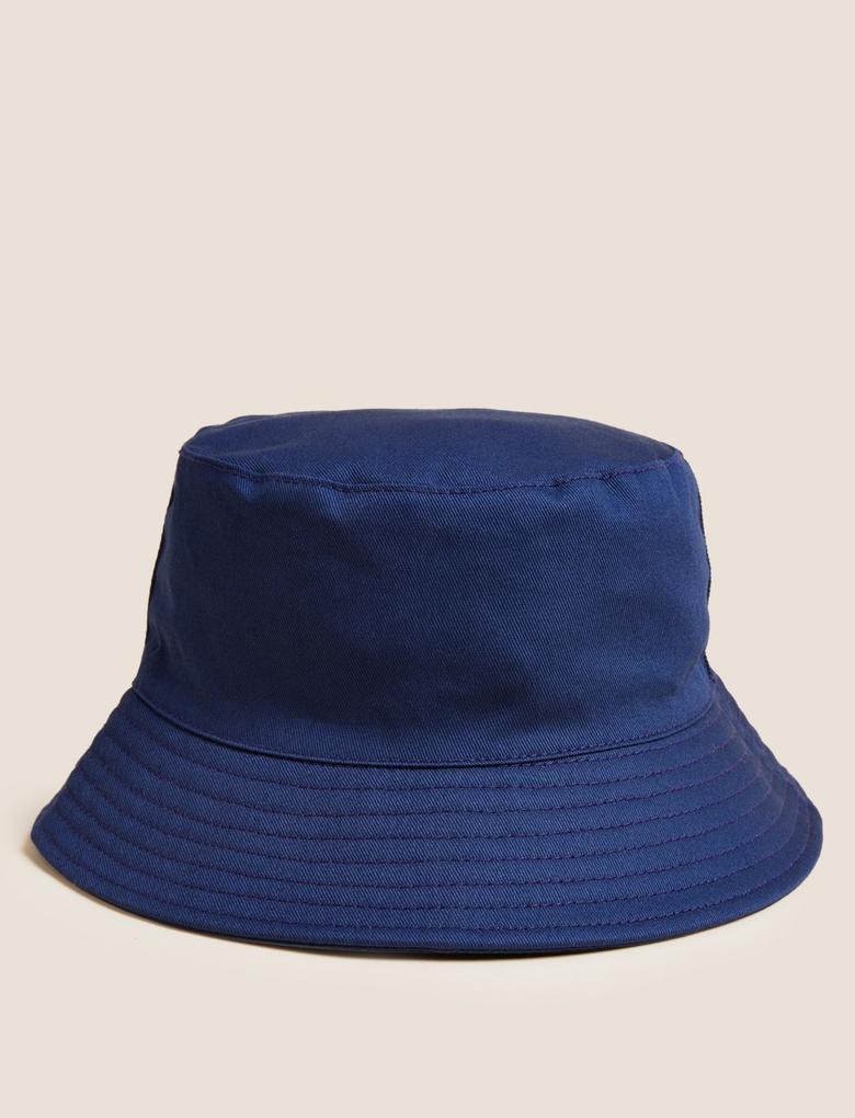  Lacivert Saf Pamuklu Sun Smart Şapka (0-13 Yaş)