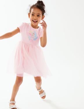 Kız Çocuk Pembe Saf Pamuklu Disney Frozen™ Elbise (2-10 Yaş)