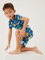 Çocuk Lacivert Hayvan Desenli Kısa Kollu Pijama Takımı (1-7 Yaş)