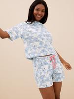 Kadın Mavi Saf Pamuklu SmileyWorld® Pijama Takımı