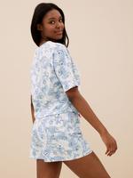 Kadın Mavi Saf Pamuklu SmileyWorld® Pijama Takımı