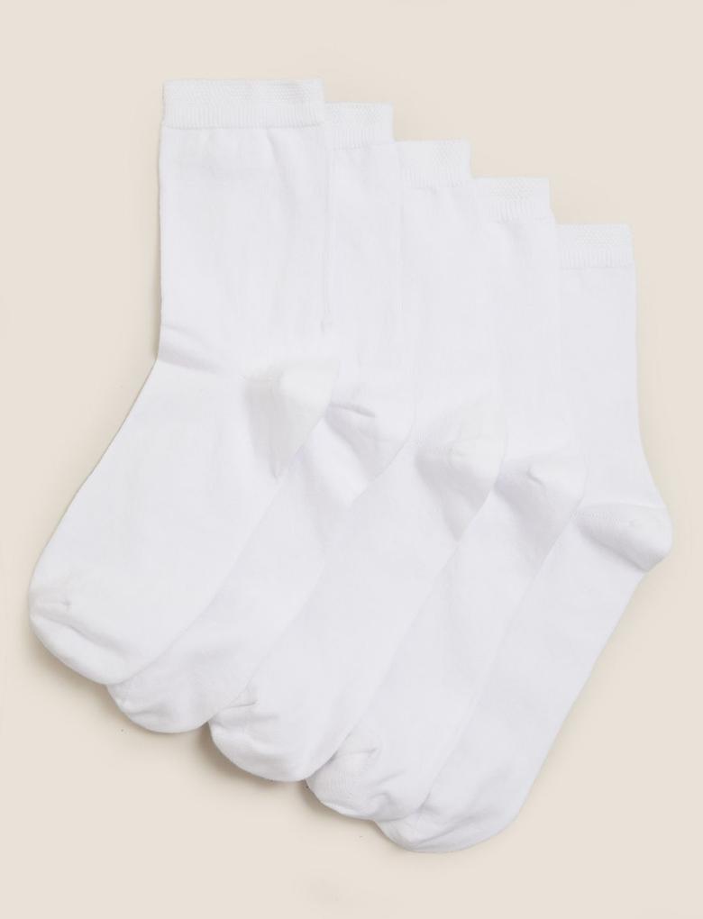 Kadın Beyaz 5'li Pamuklu Çorap Seti