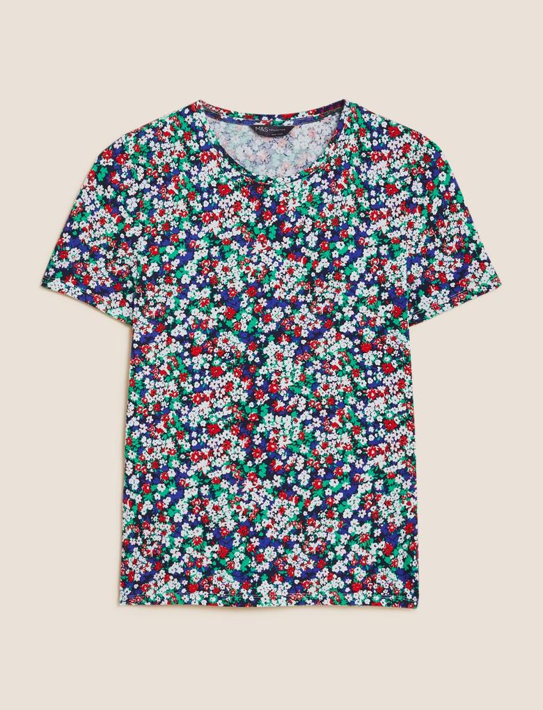 Kadın Multi Renk Fitted Fit Kısa Kollu T-Shirt
