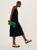Kadın Siyah Relaxed Fit Midi Elbise