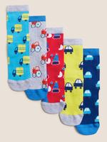 Çocuk Multi Renk 5'li Araba Desenli Çorap