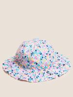  Multi Renk Saf Pamuklu Çiçek Desenli Şapka (0-6 Yaş)