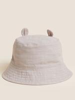  Krem Saf Pamuklu 3D Detaylı Şapka (0-1 Yaş)