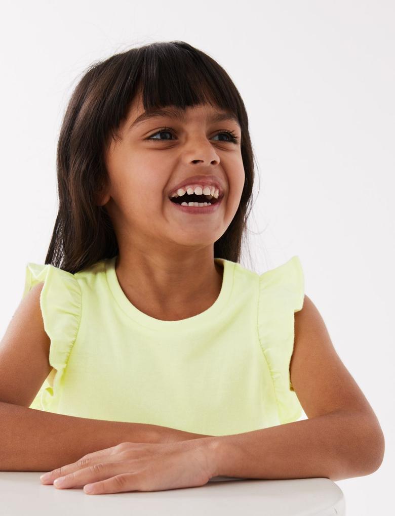 Kız Çocuk Multi Renk Saf Pamuklu 5'li T-Shirt (2-7 Yaş)