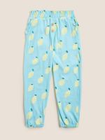Kız Çocuk Mavi Saf Pamuklu Limon Desenli Pantolon (2-7 Yaş)