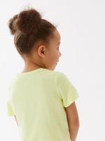Kız Çocuk Sarı Saf Pamuklu Unicorn Desenli T-Shirt (2-7 Yaş)
