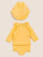 Bebek Sarı Grafik Desenli Mayo Takımı (0-3 Yaş)