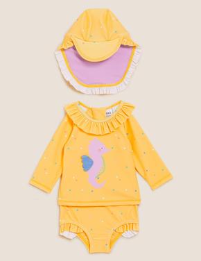 Bebek Sarı Grafik Desenli Mayo Takımı (0-3 Yaş)