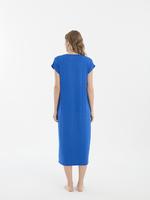 Kadın Mavi V Yaka Midi Plaj Elbisesi