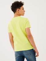 Erkek Çocuk Sarı Saf Pamuklu Pul Detaylı T-Shirt (6-16 Yaş)
