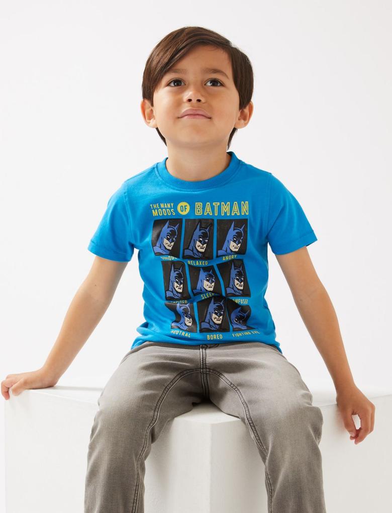 Erkek Çocuk Yeşil Saf Pamuklu Batman™ T-Shirt (2-7 Yaş)