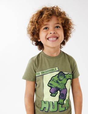 Erkek Çocuk Yeşil Saf Pamuklu Hulk™ T-Shirt (2-7 Yaş)