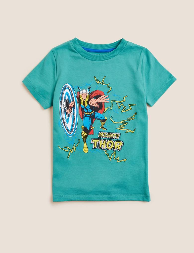 Erkek Çocuk Yeşil Saf Pamuklu Thor™ T-Shirt (2-7 Yaş)