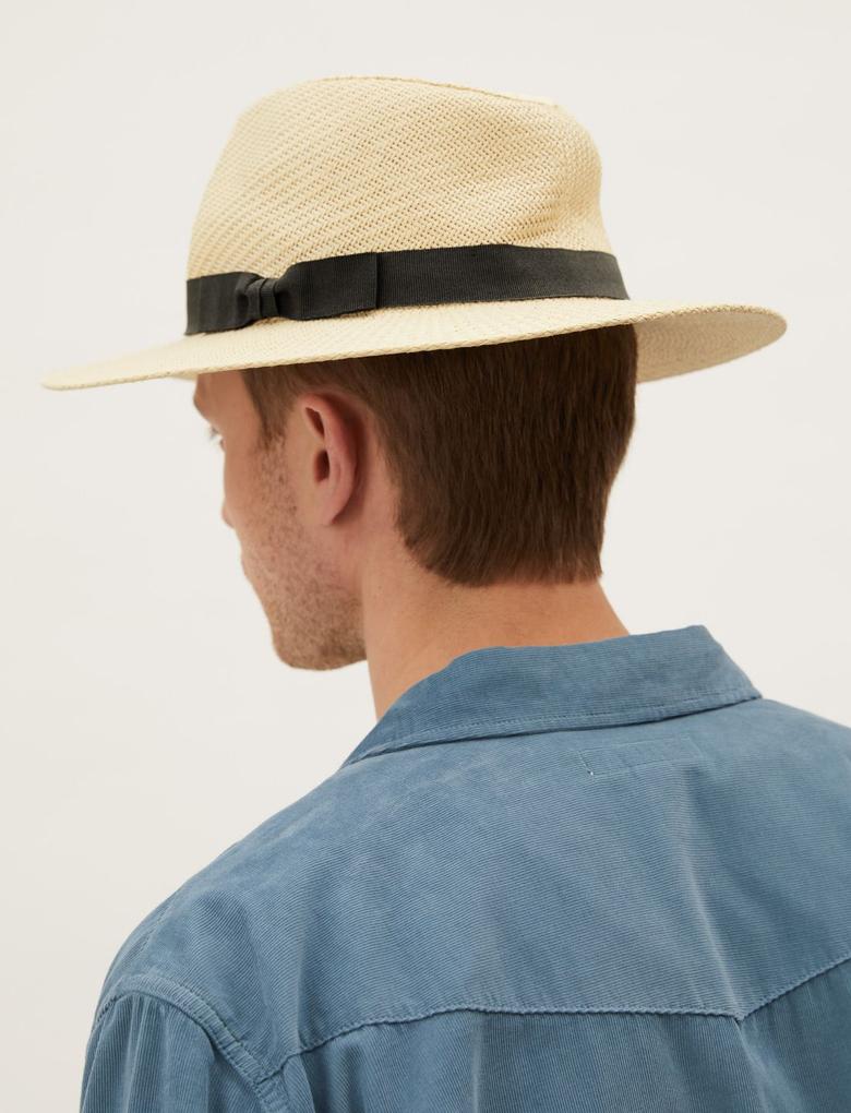 Erkek Gri Şerit Detaylı Dokulu Şapka