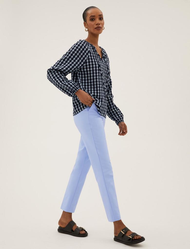 Kadın Mavi Slim Fit Yüksek Bel Pantolon