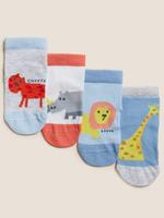 Çocuk Multi Renk Hayvan Desenli 4'lü Çorap (0-3 Yaş)