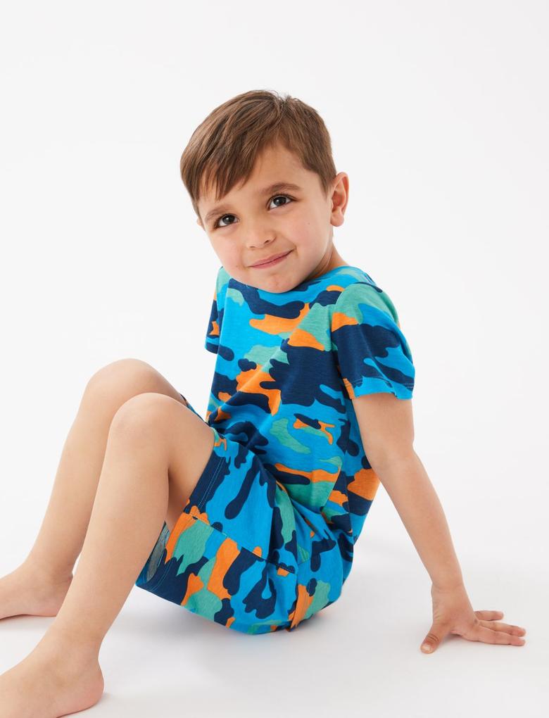 Çocuk Lacivert Saf Pamuklu 2'li Pijama Takımı (1-7 Yaş)