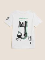 Erkek Çocuk Beyaz Saf Pamuklu Minecraft™ T-Shirt (6-16 Yaş)