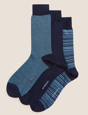 Erkek Mavi 3'lü Desenli Çorap Seti