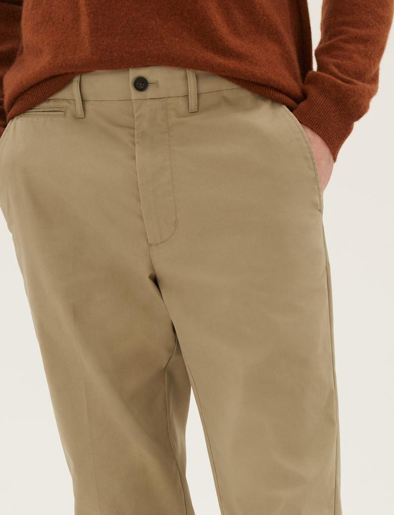 Erkek Gri Regular Fit Chino Pantolon
