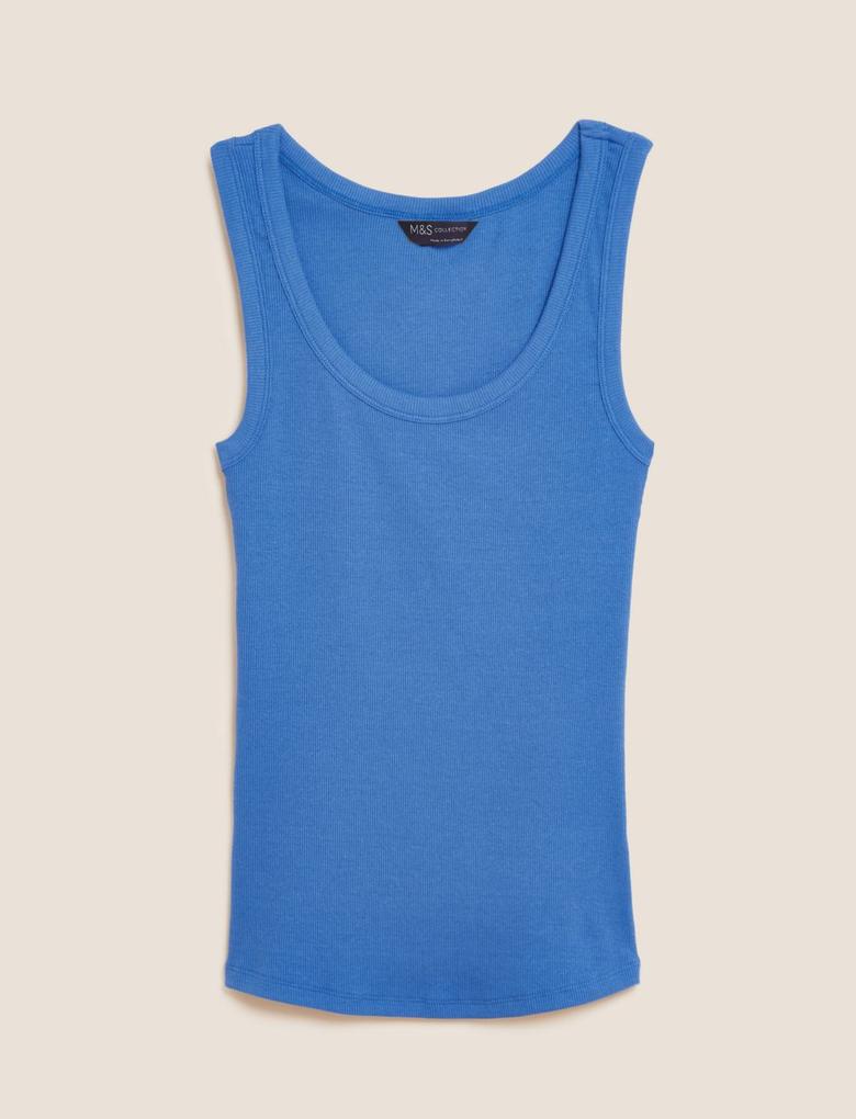 Kadın Mavi Fitted Fit Yuvarlak Yaka T-Shirt