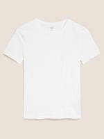 Kadın Beyaz Fitted Fit Yuvarlak Yaka T-Shirt