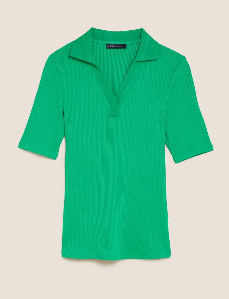 Kadın Yeşil Regular Fit Kısa Kollu Bluz
