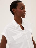 Kadın Beyaz Regular Fit Kısa Kollu Gömlek