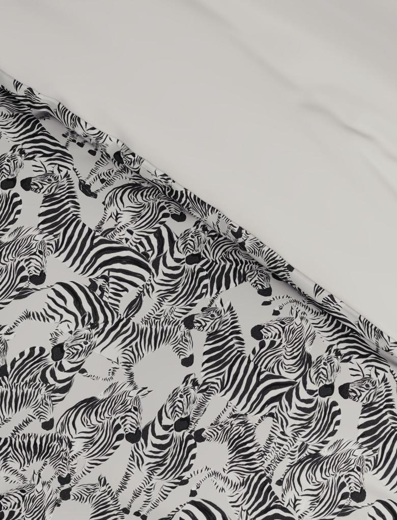Ev Bej Saf Pamuklu Zebra Desenli Nevresim Takımı