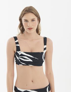 Kadın Siyah Zebra Desenli Bikini Üstü