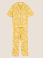 Kadın Sarı Saf Pamuklu Kısa Kollu Pijama Takımı