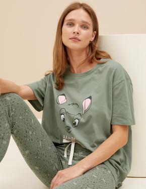 Kadın Yeşil Saf Pamuklu Bambi™ Pijama Takımı