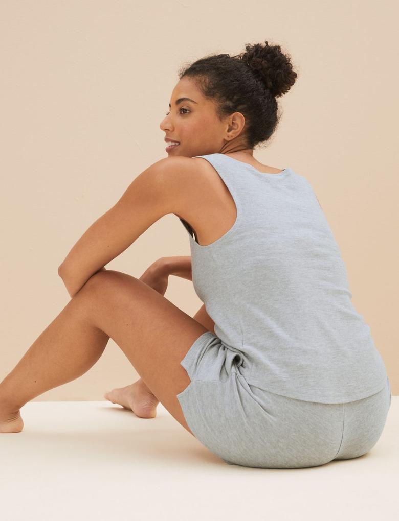 Kadın Gri Flexifit™ Yuvarlak Yaka Pijama Takımı