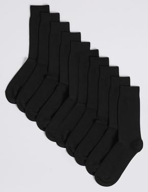 Erkek Siyah 10'lu Cool & Freshfeet™ Pamuklu Çorap Seti