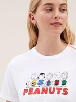 Kadın Beyaz Saf Pamuklu Snoopy™ T-Shirt