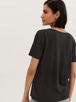 Kadın Siyah Relaxed Fit Kısa Kollu T-Shirt