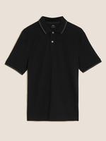 Erkek Siyah Saf Pamuklu Polo Yaka T-Shirt
