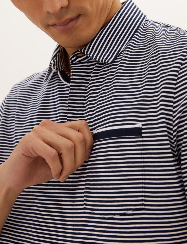 Erkek Lacivert Saf Pamuklu Polo Yaka T-Shirt