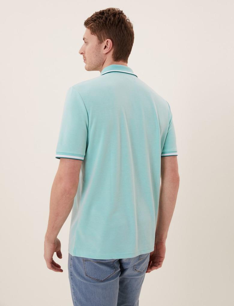 Erkek Mavi Kısa Kollu Polo Yaka T-Shirt