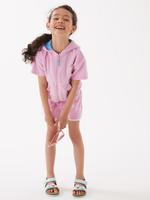 Kız Çocuk Pembe Kapüşonlu Havlu Sweatshirt (2-7 Yaş)